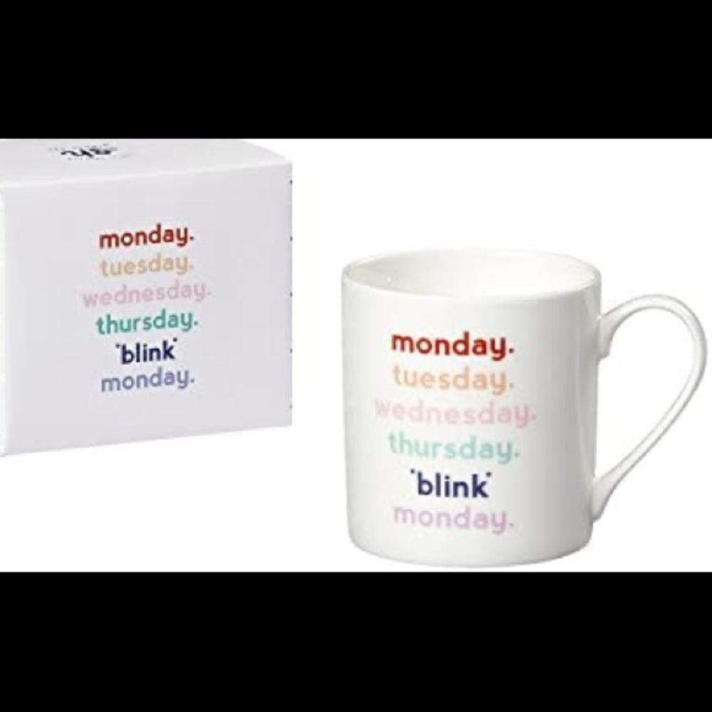 Yes Studio Monday Blink Inspirational Quote Ceramic Coffee Mug, 13 fl. oz, White